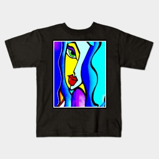 Young Girl Abstract Modern Art Psychedelic Surreal Print Kids T-Shirt